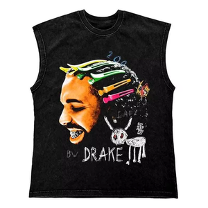 Camiseta sin mangas de punto oversize estilo streetwear para gimnasio, corte personalizado, de algodón/spandex, con cuello en V, para hombre - Product Image 3