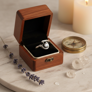 Anillo de circonita blanca |   Anillo Bohemio de Latón Hecho a Mano con Baño de Plata y Corte Redondo, Diseño Geométrico para Uso Diario de Mujeres - Product Image 1