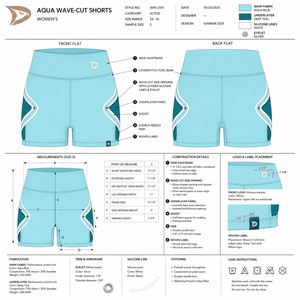 Shorts Deportivos Casuales de Cintura Baja para Mujer, Transpirables, con Cordón Ajustable, Color Verde Azulado Sólido, de Secado Rápido, Tejido de Punto, Spandex, Algodón, Cintura Elástica - Product Image 5