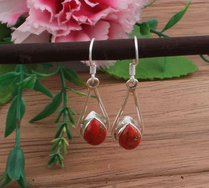 Pendientes Colgantes de Plata de Ley con Turquesa Natural Azul Cabujón, Estilo Boho Vintage, Joyería Certificada IGI, Regalo para Mujer - Product Image 2