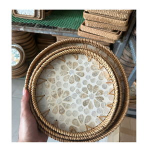 ถาดเสิร์ฟอาหารเช้าหวายธรรมชาติฝังมุก - Product Image 2