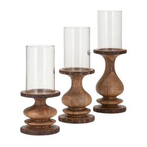 Antique Black Wooden Pillar Candle Holders Set Modern Farmhouse Dark Wood Candle Stand <b>Tall</b> <b>Table</b> Candleholder for Dining Room - Product Image 5