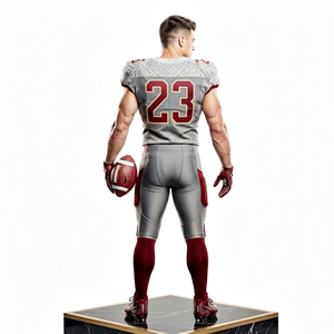 Uniforme de football américain de qualité supérieure, combinaison bordeaux et argent, nom et numéro d'équipe personnalisés, 100% polyester respirant, unisexe - Product Image 3