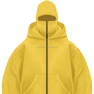 Sweat à capuche en tricot à motif uni avec logo personnalisé pour homme, double capuche, pull à fermeture éclair intégrale, taille plus, anti-rétrécissement - Product Image 5