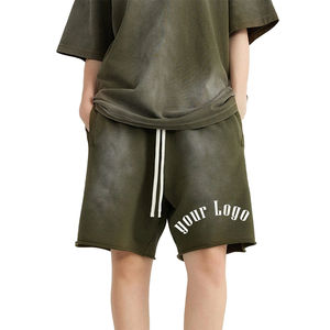 Shorts Bermuda en coton vert olive pour homme avec cordon de serrage à la taille et poches, style décontracté, coupe mi-haute - Product Image 4