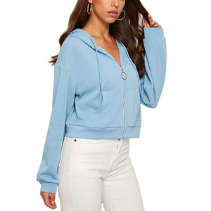 Sudadera con Capucha Corta para Mujer, Personalizada, Mezcla de Algodón, Moda Deportiva Casual, Manga Larga, Ligera, OEM ODM - Product Image 1