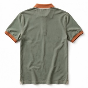 Chemise Oxford en coton unie pour homme, manches courtes, coupe classique, bordure contrastante, tenue décontractée, logo sur le devant - Product Image 2