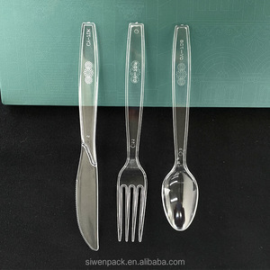 Takeaway thức ăn nhanh nhiệm vụ nặng nề dùng một lần màu đen nhựa muỗng nĩa và dao cá nhân bọc - Product Image 5