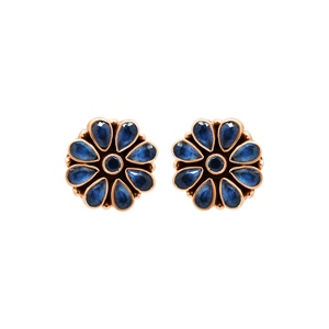 925 Sterling <b>Silver</b> Handmade Floral Stud <b>Earrings</b> Natural <b>Blue</b> Gemstone Gold Plated Cute Wedding Party Style Wholesale - Product Image 3