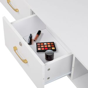 Mueble de Salón Blanco, Gabinete de Aglomerado E0 de 15 mm, con Acabado Lino, Dos Cajones y Tres Orificios, Equipado con Cerradura - Product Image 6