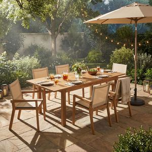Moderno Juego de Comedor de Madera de Acacia de 7 Piezas, 6 Sillas y 1 Mesa Grande para Jardín, Patio o Terraza - Product Image 1