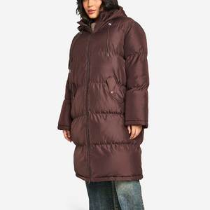 Manteau d'hiver long matelassé pour femme, chaud, doublé polaire, parka à capuche, poignets côtelés, fermeture éclair et boutons, coupe-vent avec capuche amovible - Product Image 2