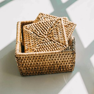 Round Rattan <b>Coaster</b> in Case Set Dining Table Mat <b>Heat</b> Resistant Holder Hand Woven Jute Flax - Product Image 6