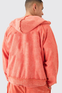 OEM Custom Streetwear Stylish Breathable Eco-Friendly Polyester / Cotton Acid Wash Zip Hoodie Unisex Heavyweight Oversized Crop - Product Image 2