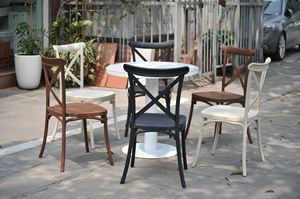 Classic Midnight Black Crossback Dining <b>Chair</b> X Back | <b>Stackable</b> Polypropylene Waterproof Eco-Friendly Hotel Restaurant - Product Image 4