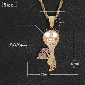 Pendentif en argent 925 plaqué or avec diamant cultivé en laboratoire, style hip-hop, unisexe, à porter au quotidien - Product Image 5