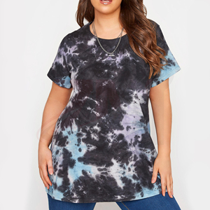 Camiseta de Manga Larga con Estampado Tie Dye para Mujer, Corte Holgado, Cuello Redondo, Tejido de Algodón Informal, Transpirable, para Todas las Temporadas - Product Image 2