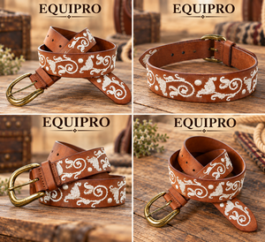 เข็มขัดหนังปักลาย Equipro หัวเข็มขัดโลหะทรงกล่อง สไตล์ลำลอง ทนทาน หน้ากว้าง 3.5 ซม. ยาว 110 ซม. แบบขึ้นรูปชิ้นเดียว - Product Image 3