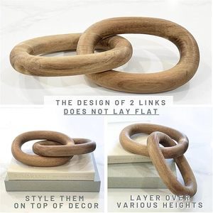 Natural <b>Wood</b> Knot Tabletop Decor Hand Carved Chain Link Ornament for Coffee Table Shelf Living Room - Product Image 4