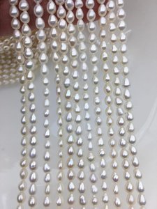 Perles de culture d'eau douce naturelles en forme de larme blanches AAA, 4-4,5 mm, en vrac pour la fabrication de bijoux - Product Image 3