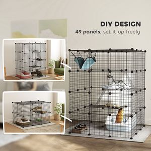 DIY gabbia per gatti a 4 livelli rampe per saltare piattaforme di recinzione interna per 1-3 gatti 3X3X4 porte nere case per animali domestici mobili - Product Image 4