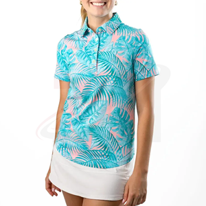Streetwear Women's Tropical <b>Leaf</b> Print Polo Shirt Short Sleeve Casual Breathable 100% Polyester Woven Fabric - Product Image 1