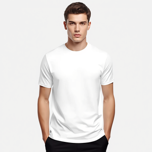 T-shirt blanc imprimé pour homme, en coton, décontracté, avec motif graphique, couleur unie, haut tendance avec personnalisation OEM ODM - Product Image 4