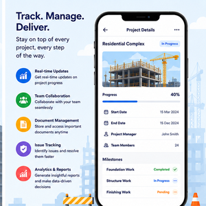 Application mobile de gestion intelligente des chantiers de construction, suivi des projets, surveillance des tâches, pointage GPS, Android, iOS, Web - Product Image 2