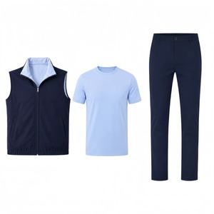 Traje de Verano de 3 Piezas para Hombre al por Mayor: Chaleco Reversible, Camiseta de Algodón Mercerizado Transpirable y Pantalón Elástico de Pierna Recta - Product Image 1