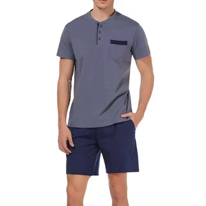 Ensemble de sport d'été 2026 100 % coton pour homme : T-shirt imprimé et short assorti, grandes tailles, respirant, bicolore - Product Image 1