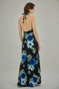 Summer Halter Neck Paisley Pattern Breathable Eco-Friendly Washable Rayon Woven <b>Loose</b> Boho Casual Knee-Length Backless <b>Dress</b> - Product Image 3