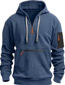 Pullover Hoodie Zipped Pocket <b>Fleece</b> Long Sleeve Tracksuit Tops Cuff Overhead Shirts Hooded Slim Fit Fashion Classic <b>Work</b> Hoody - Product Image 2