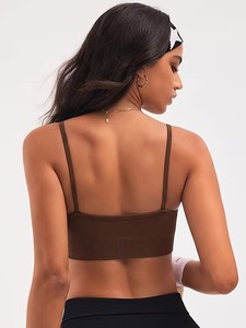 Female Seamless Cross <b>Neck</b> Yoga Bra Ribbed Knit Stretch Athletic Top <b>Padded</b> Low Impact Activewear Tank Top Fitness Wear - Product Image 6