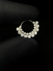 Apsara Lab Grown Diamond <b>Hoop</b> <b>Ring</b> with Invisible Setting in 14K Gold for Septum and Daith Piercing - Product Image 2