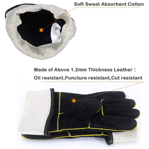 Grain Leather Wing Thumb <b>Gardening</b> & Welding Safety Driver Gloves Kevlar <b>Liner</b> Molten Metal Splash Test Type A-Straight Thumb - Product Image 6