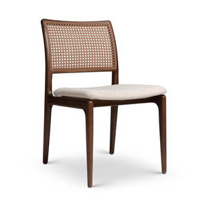 18.7'' Boho Dining <b>Chair</b> Upholstered Oak Cane Back Side <b>Chair</b> Rustic <b>Farmhouse</b> Furniture - Product Image 1