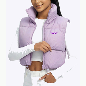 Chaleco Corto Acolchado de Punto para Mujer, Chaqueta sin Mangas Ligera de Invierno, Ropa Exterior de Moda con Logotipo Personalizado, Venta al Por Mayor - Product Image 1