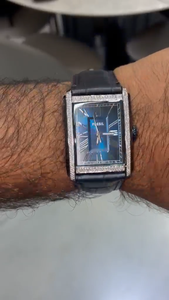 Montre-bracelet de luxe pour homme en acier inoxydable, cadran rectangulaire bleu, bracelet en cuir, quartz écologique - Product Image 2