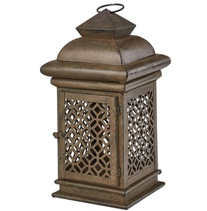 Lanterne en fer noir galvanisé avec poignée pour la maison, la ferme, la décoration de Noël, lanternes à bougies faites à la main en solde - Product Image 4