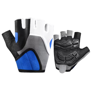 Cycling Gloves For Men Women Padded Gray Color Lightweight <b>Half</b> Finger Breathable Anti <b>Slip</b> Hook Loop Closure Polyester Gloves - Product Image 1