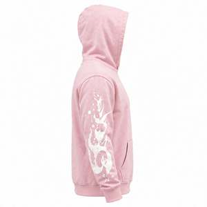 Sweat à capuche unisexe personnalisé surdimensionné avec motif crâne rose, impression en relief, style streetwear, molleton épais, vintage et décontracté - Product Image 4