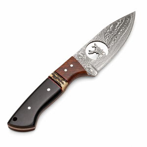 Cuchillo de Caza Multifuncional para Exteriores Welltrox Industries, Mango de Madera, Funda de Cuero Personalizada, Hoja de Punta Caída de 9 Pulgadas de Largo - Product Image 2
