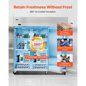 Attrezzatura di Refrigerazione per Cucine Commerciali, Frigorifero/Congelatore Verticale in Acciaio Inox da 72 Pollici di Larghezza, 51 Piedi Cubi, Tre Porte con Sistema Auto-Defrost - Product Image 3