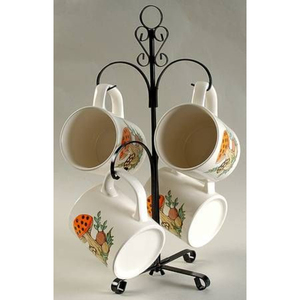 Classical Metal Mug Holder Stand With Curved Hooks Double Tier Kitchen <b>Storage</b> Rack For Tableware Durable Design - Product Image 6