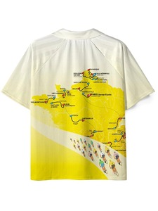Polo unisexe jaune avec imprimé carte du Tour de France, manches courtes, respirant, en polyester, haut de sport d'été, design entièrement imprimé - Product Image 2