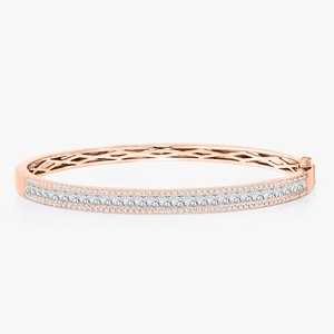 Lab Grown Diamond Bangle <b>Bracelets</b> Custom 14K 18K Solid Gold Princess Round Cut Hinge <b>Cuff</b> Minimalist Stacking Jewelry Wholesale - Product Image 5