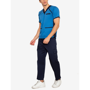 MEFSON Unisex Medical V-Neck Nursing <b>Scrub</b> Suits Pockets Short Sleeve <b>Scrub</b> <b>Sets</b> for Men Women Hospital Use Spandex/Polyester - Product Image 2