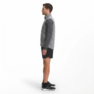 Gilet de course isolé gris chiné à fermeture éclair intégrale, personnalisable avec logo OEM - Product Image 3