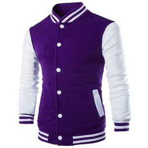 Blouson universitaire personnalisé en toile de laine unisexe, col montant, logo frontal, imperméable, vente en gros, décontracté, patchwork géométrique universitaire - Product Image 1