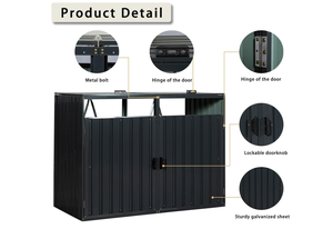 Le hangar de stockage de <span class=keywords><strong>poubelle</strong></span> en acier résistant aux intempéries peut contenir deux poubelles <span class=keywords><strong>abri</strong></span> d'ordures extérieur <span class=keywords><strong>pour</strong></span> jardin pelouse cour conteneur de déchets durables - Product Image 6